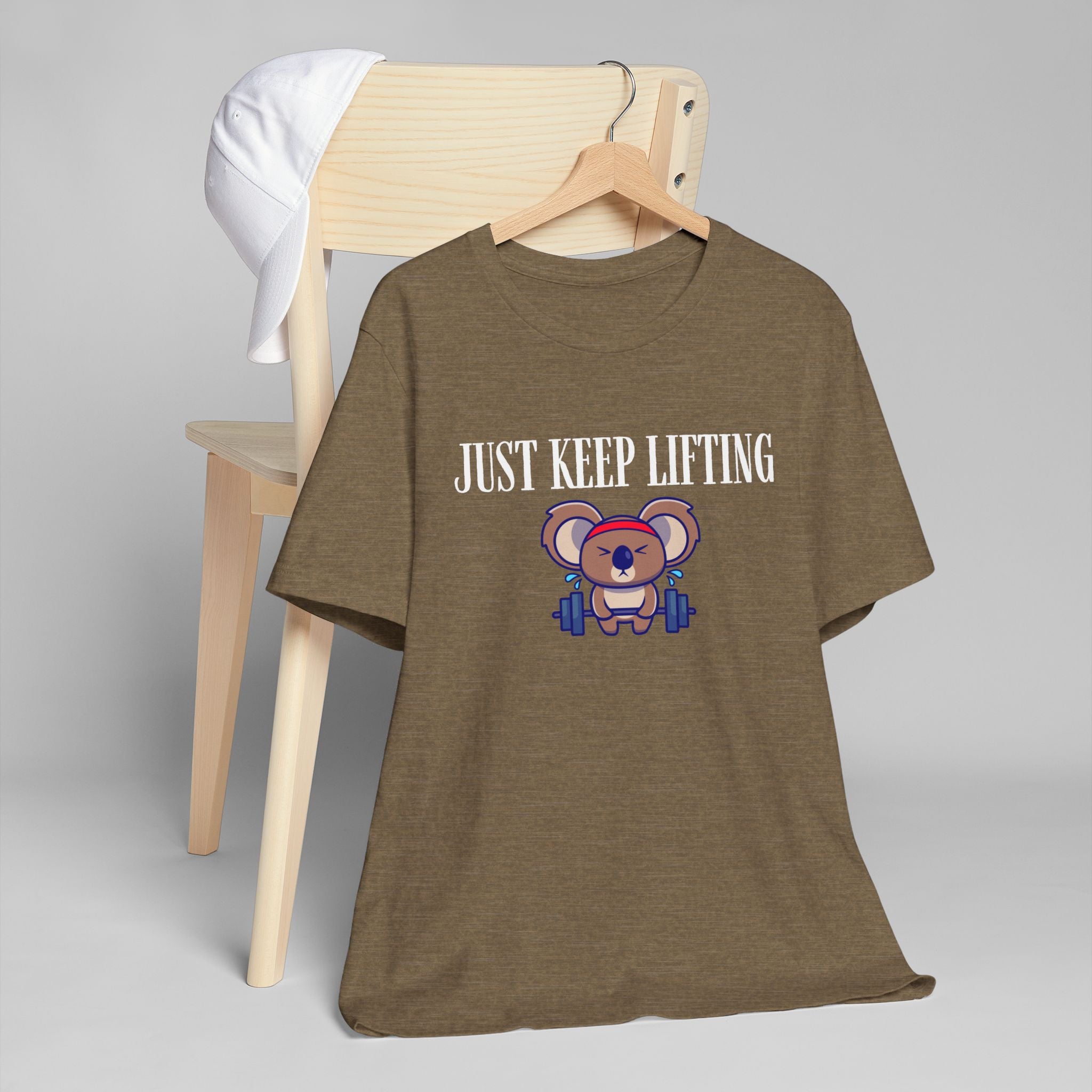 Just Keep Lifting Koala T-Shirt | Cute Workout Tee, Gym Motivational Shirt