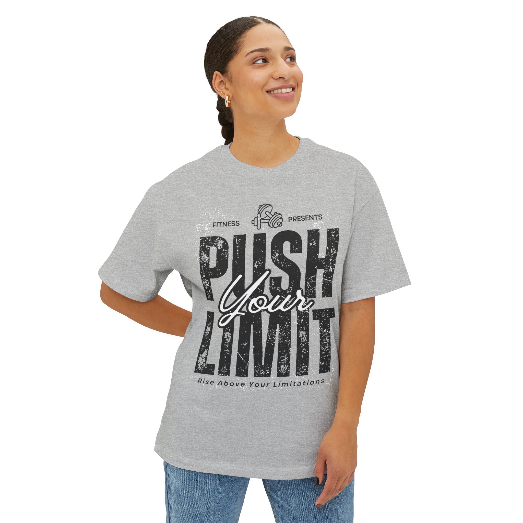 Push Your Limit Oversized Boxy Tee | Motivational Graphic Tee