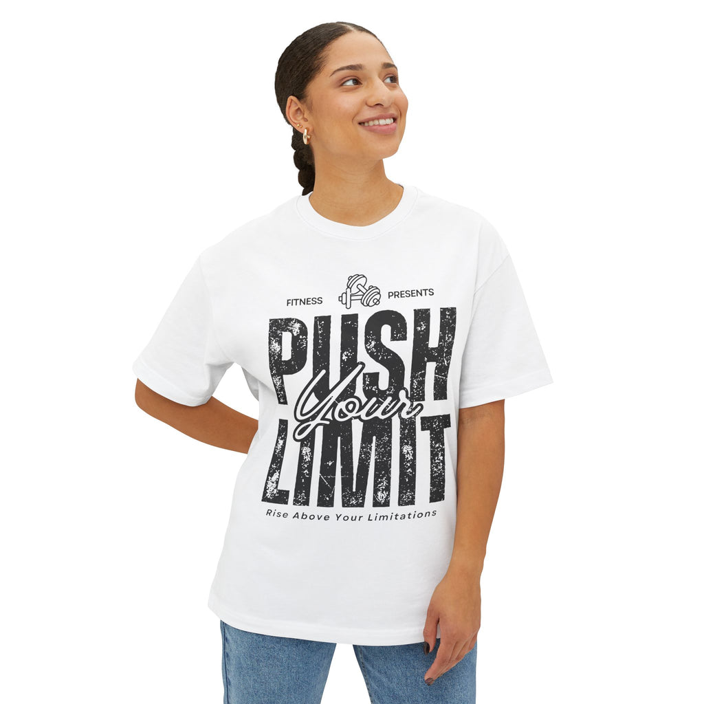 Push Your Limit Oversized Boxy Tee | Motivational Graphic Tee