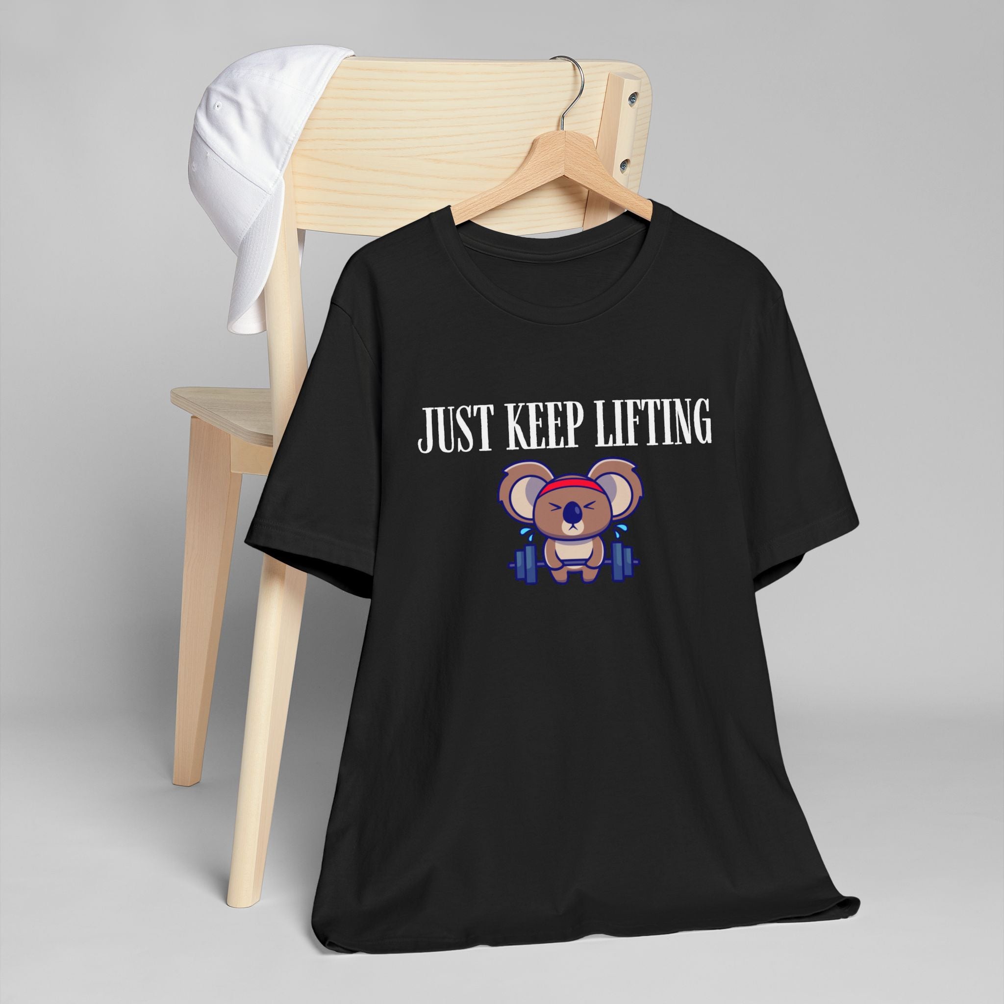 Just Keep Lifting Koala T-Shirt | Cute Workout Tee, Gym Motivational Shirt