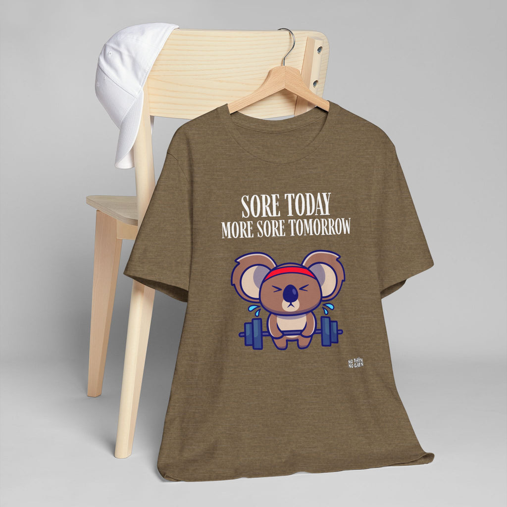Sore Today More Sore Tomorrow Koala Weightlifting T-Shirt | Gym Workout Tee