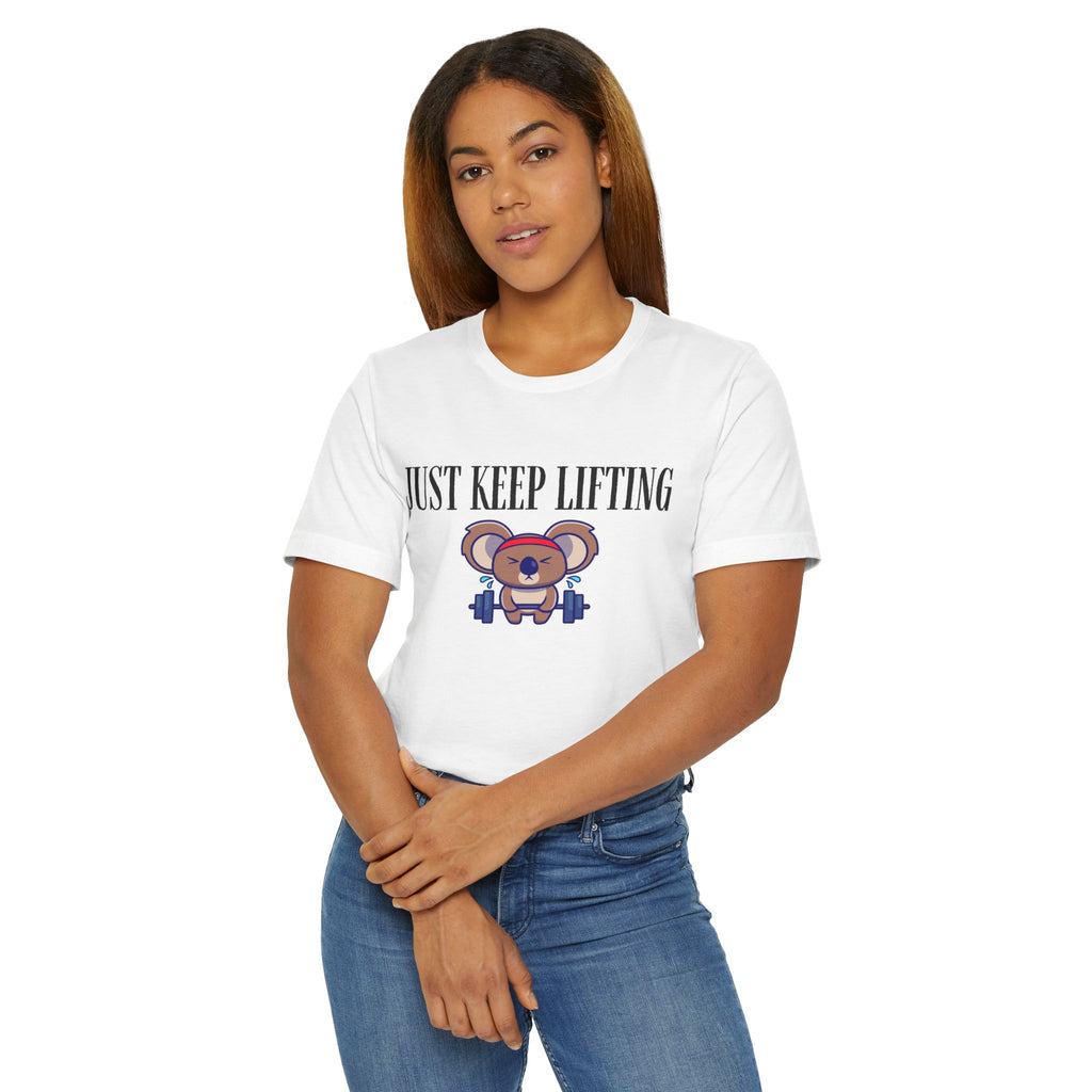 Just Keep Lifting Koala T-Shirt | Cute Workout Tee, Gym Motivational Shirt