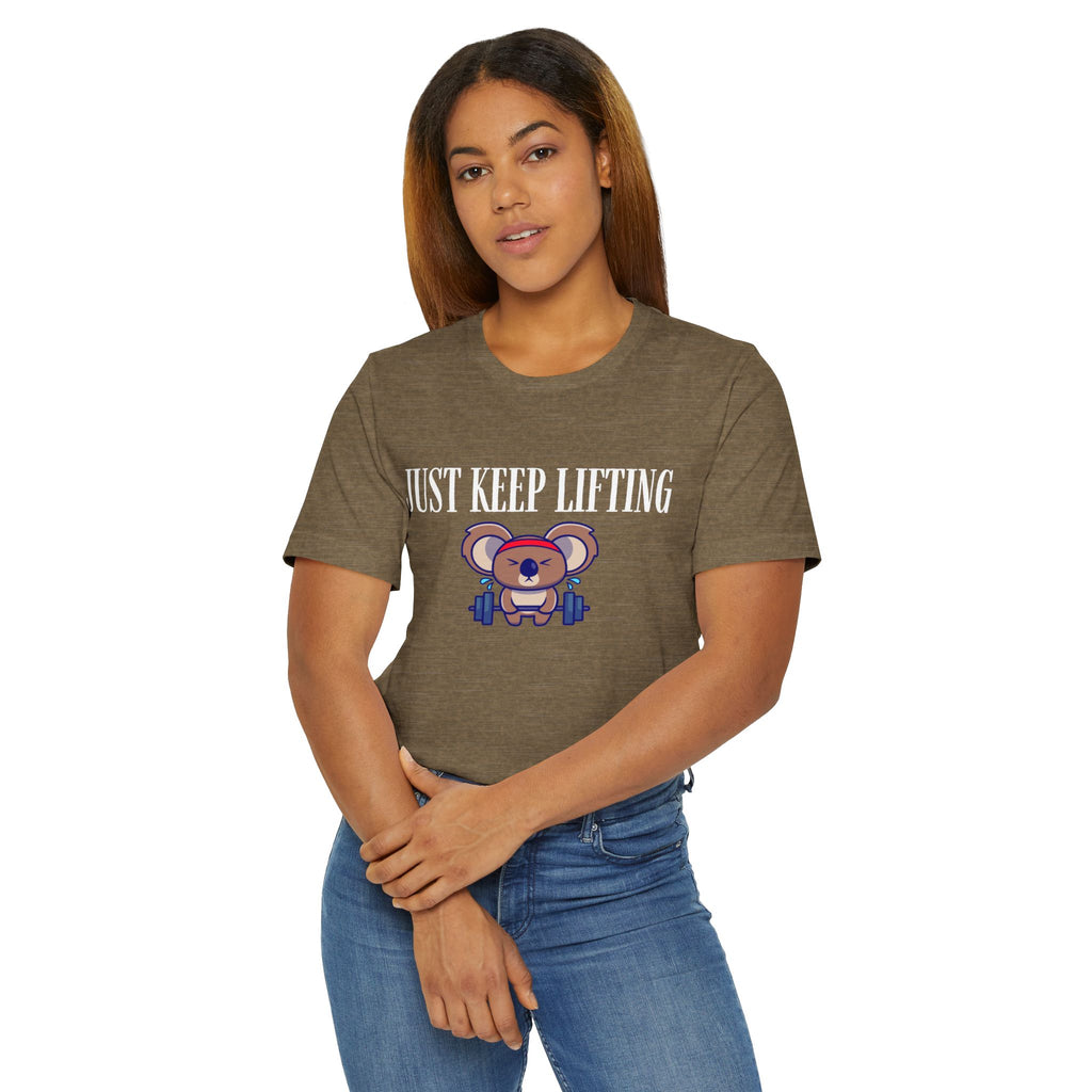 Just Keep Lifting Koala T-Shirt | Cute Workout Tee, Gym Motivational Shirt