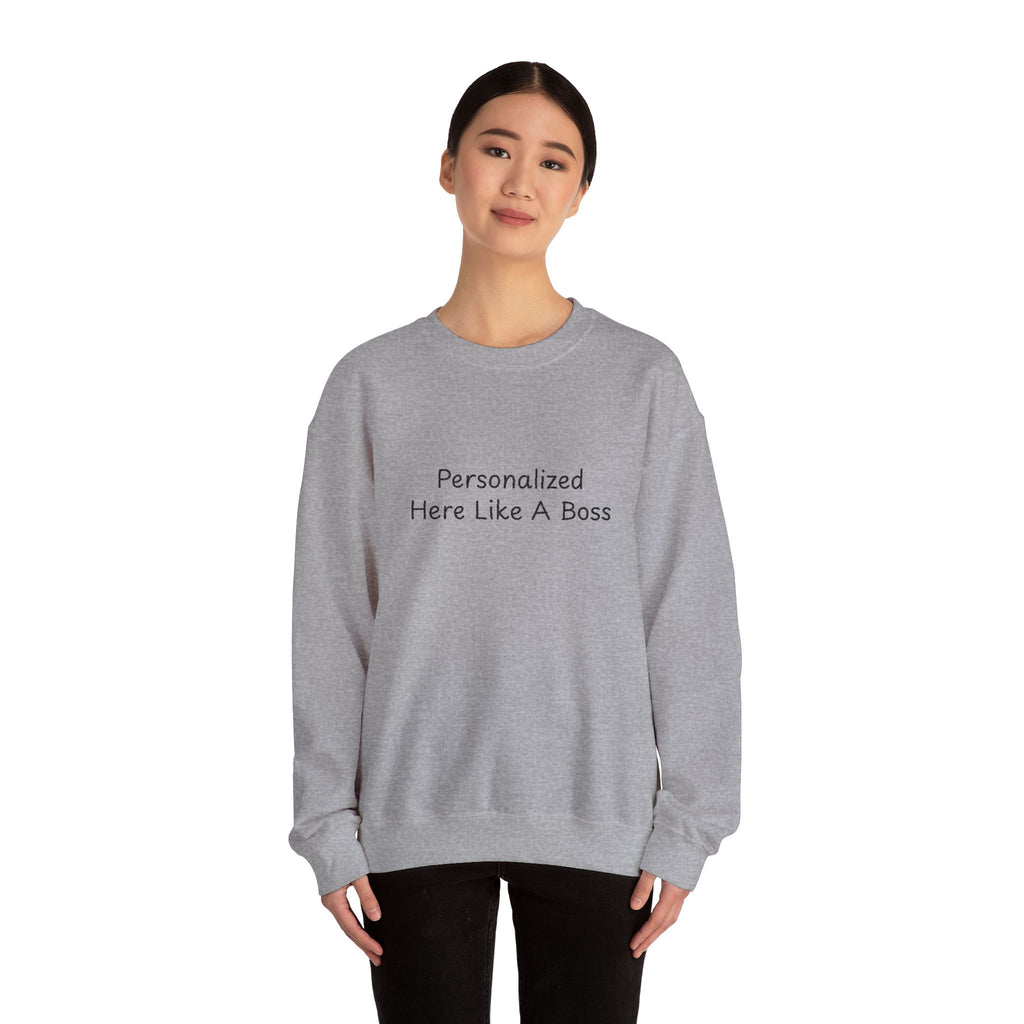 Personalized 'Like A Boss' Text Crewneck Sweatshirt | Custom Name Pullover