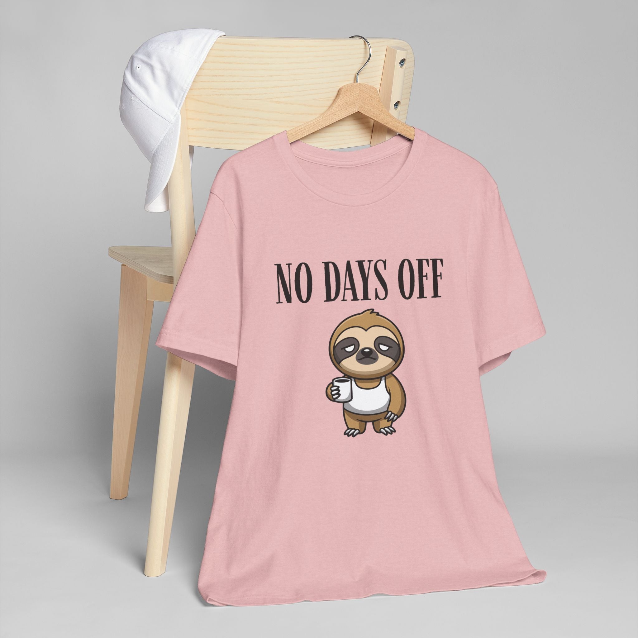 No Days Off Sloth Graphic Tee | Cute Sloth with Coffee | 100% Combed Cotton