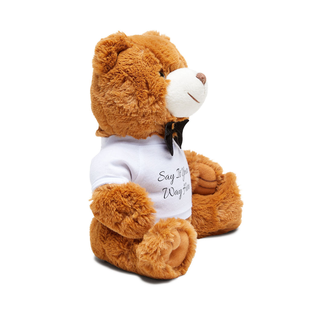 Personalizable Teddy Bear Plush with White T-Shirt — "Say It Your Way Here" Gift