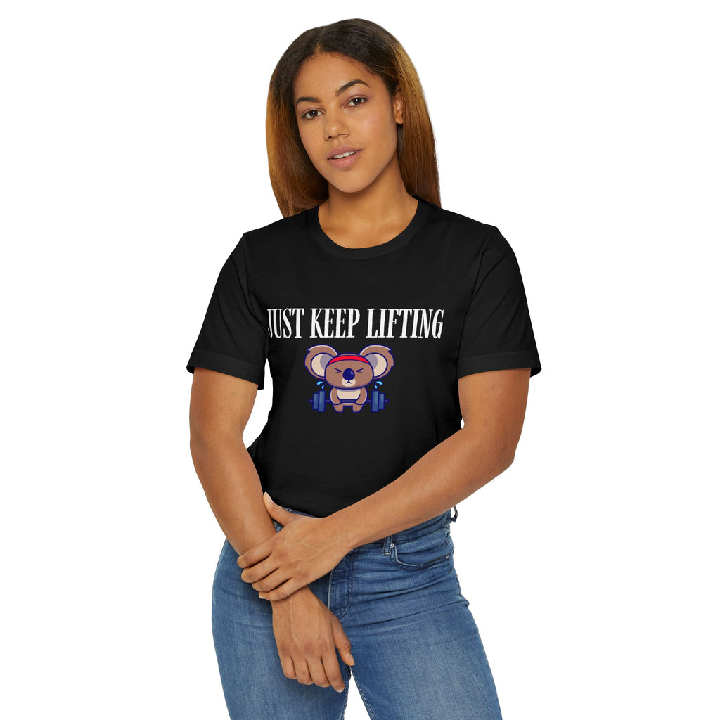 Just Keep Lifting Koala T-Shirt | Cute Workout Tee, Gym Motivational Shirt