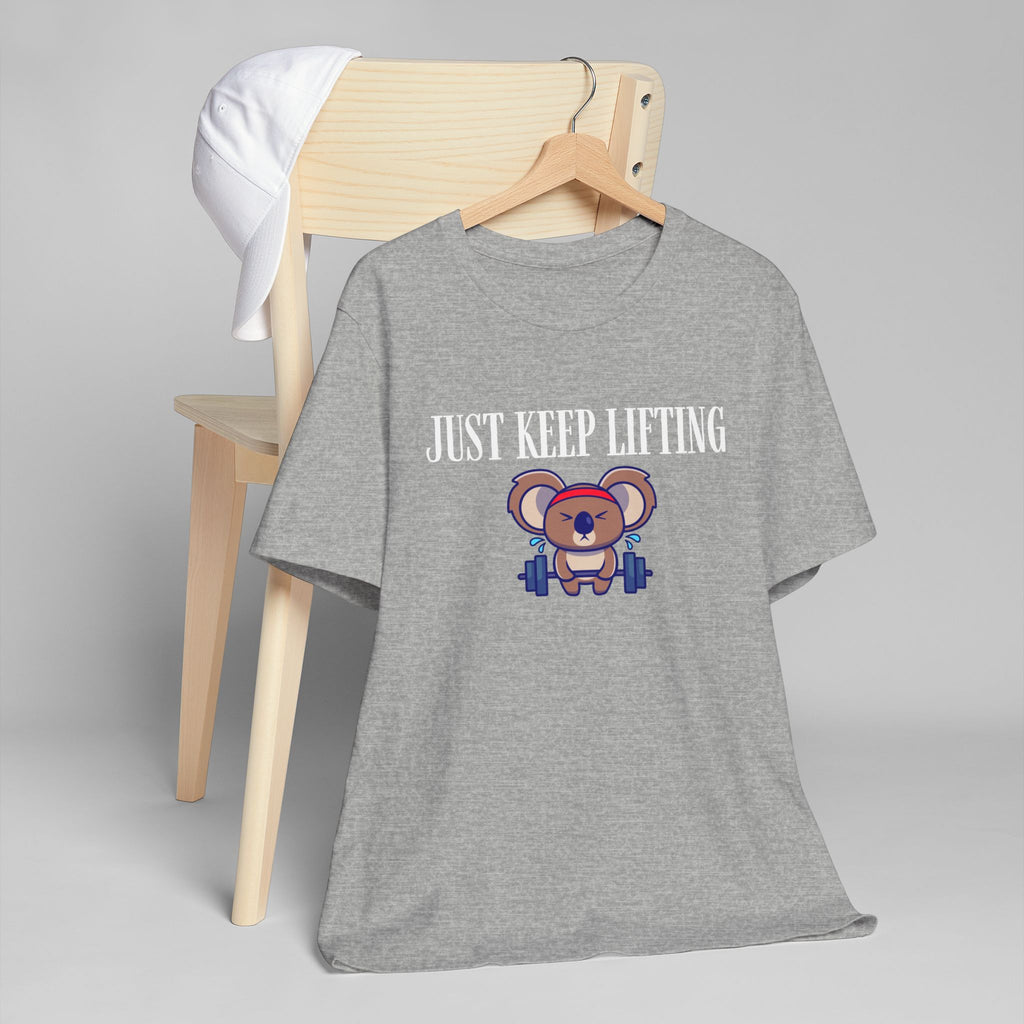 Just Keep Lifting Koala T-Shirt | Cute Workout Tee, Gym Motivational Shirt