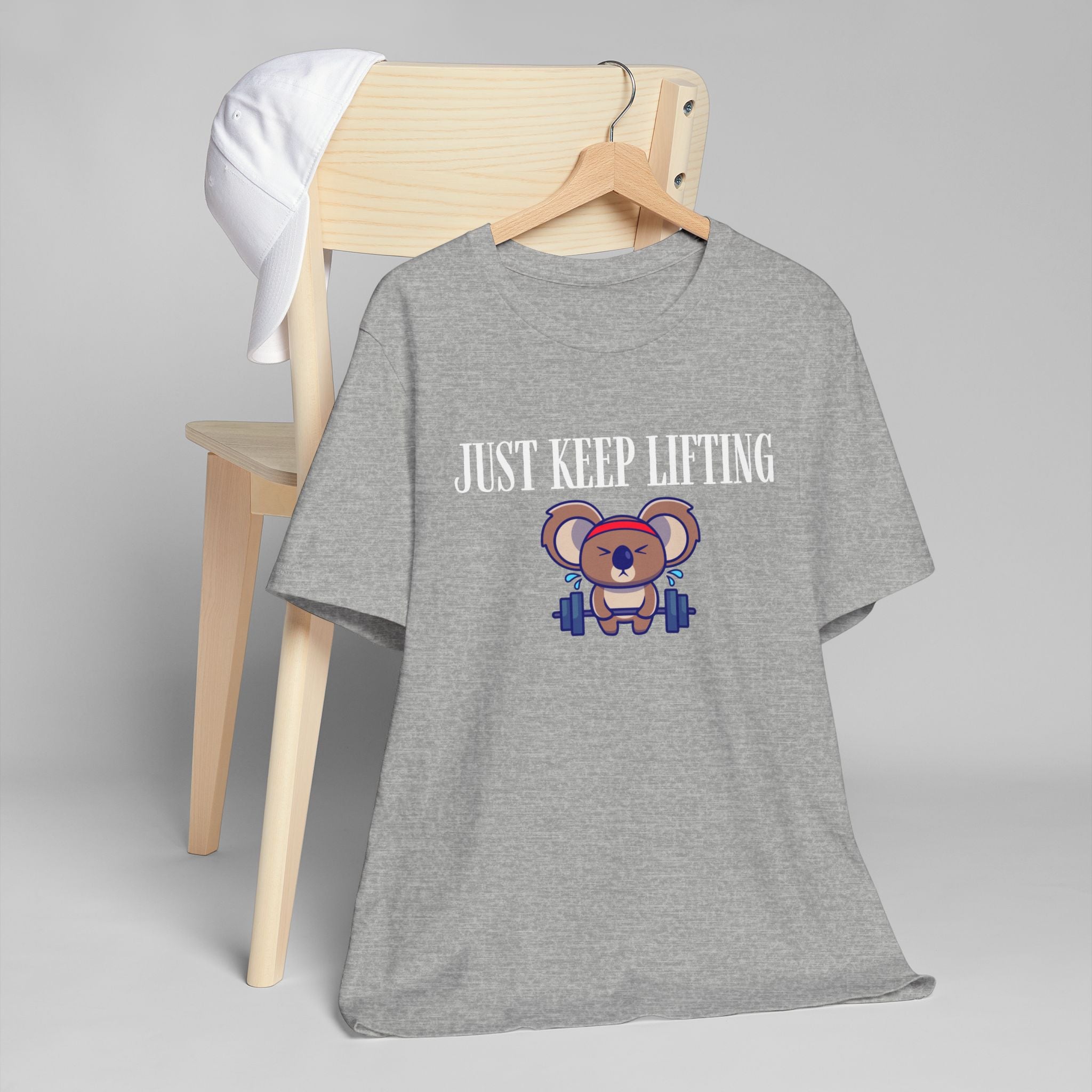 Just Keep Lifting Koala T-Shirt | Cute Workout Tee, Gym Motivational Shirt
