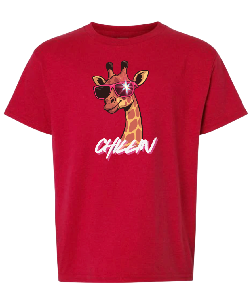 "Red or Pink" Day - Chillin Giraffe Tshirt